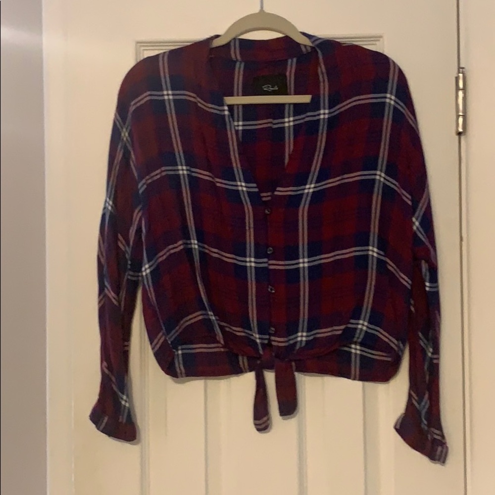 Rails button and tie front flannel shirt